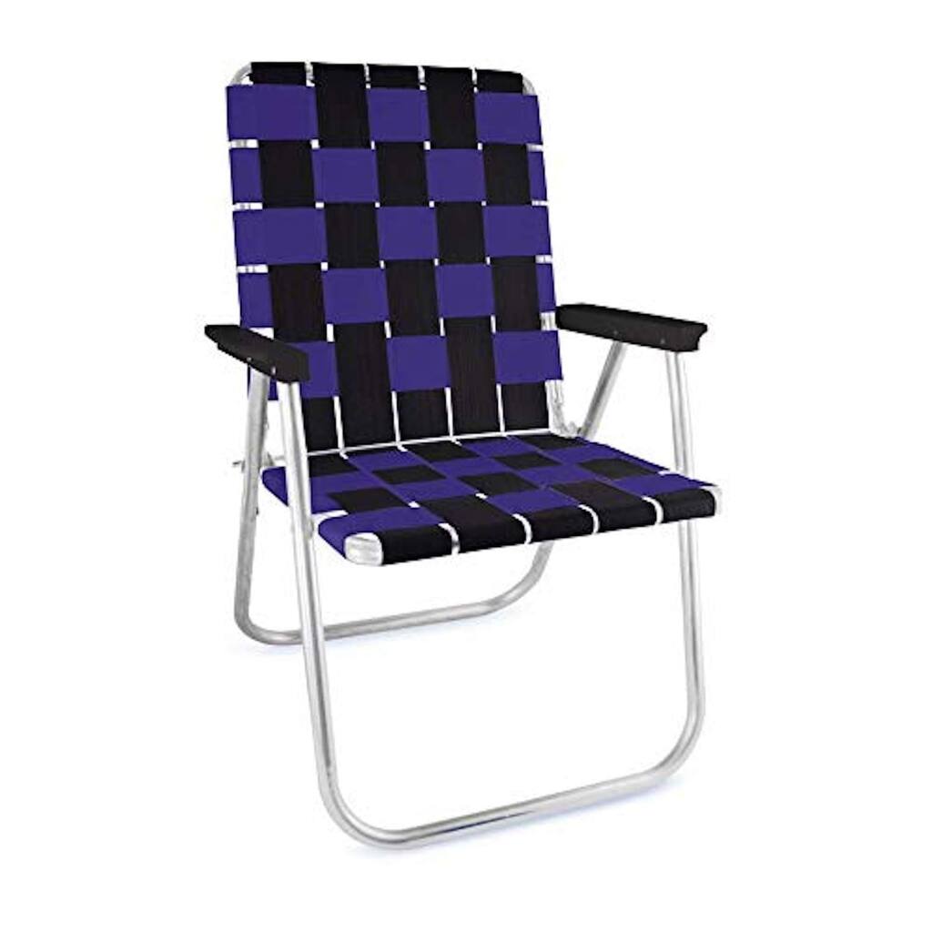 Folding Aluminum Webbed Chair for Camping, Sports, and Beach | Classic - Black//Purple