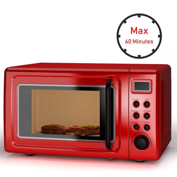 Shop Costway 0 7cu Ft Retro Countertop Microwave Oven 700w Led