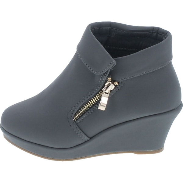 girls black wedge boots
