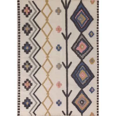 Moroccan Indian Area Rug Handmade Wool Carpet - 5'4"x 7'6"