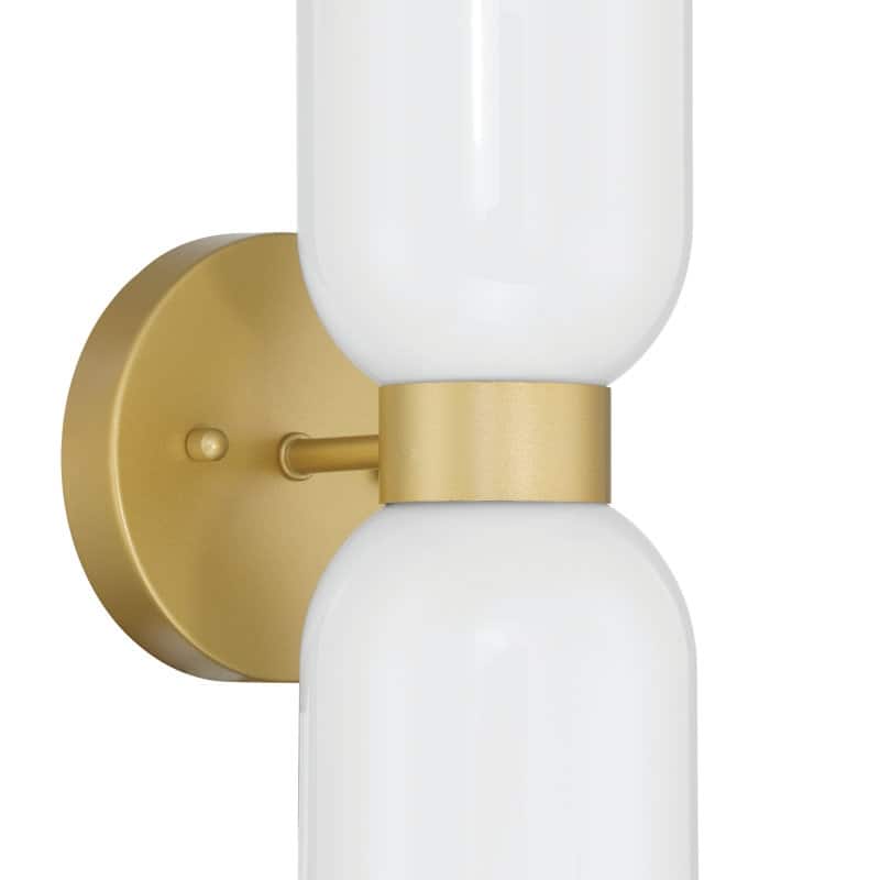 Shuman 2-light Mid-century Modern White Gold Wall Sconce with UL