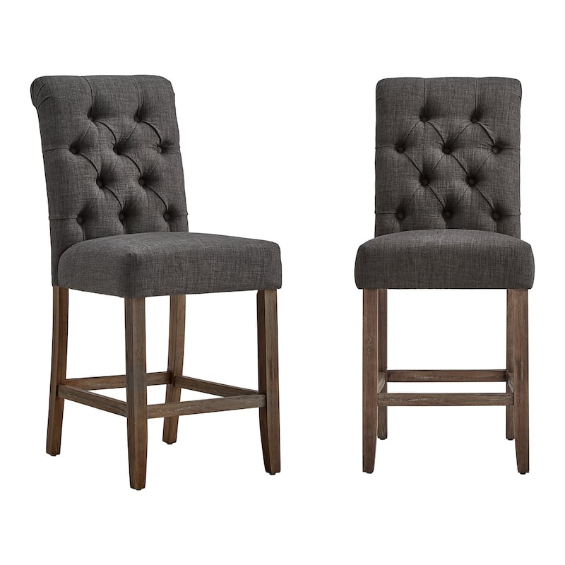 Krakova Tufted Rolled Back Stools (Set of 2) - Dark Grey - Counter Height