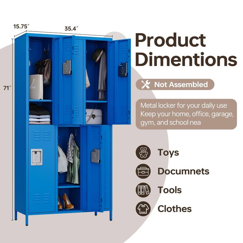 2 Tier Metal Lockers with 6 Doors for Employee School Gym
