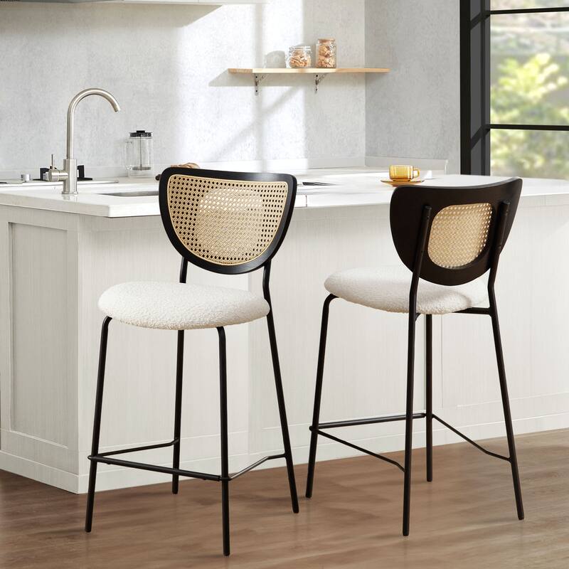 26" Rattan Counter Height Bar Stools Set of 2/3/4 - 37.8"H x 17.7"W x 21.7"D