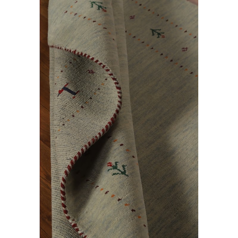 Hand Knotted Oriental 100% Wool Carpet Tribal Animal Pictorial Green Gabbeh Area Rug - 5' 10'' X 3' 11''