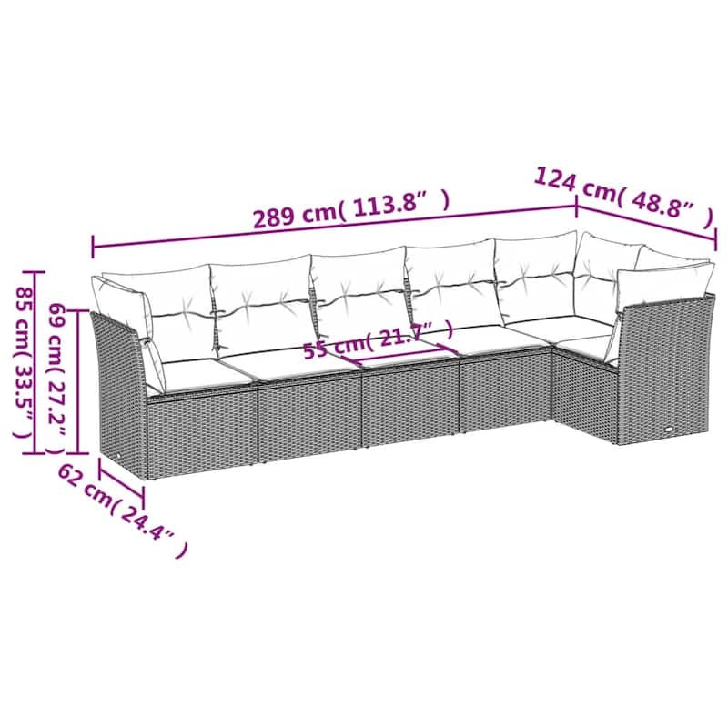 vidaXL Garden Sofa Set Black - 48.8 x 113.8 x 27.2