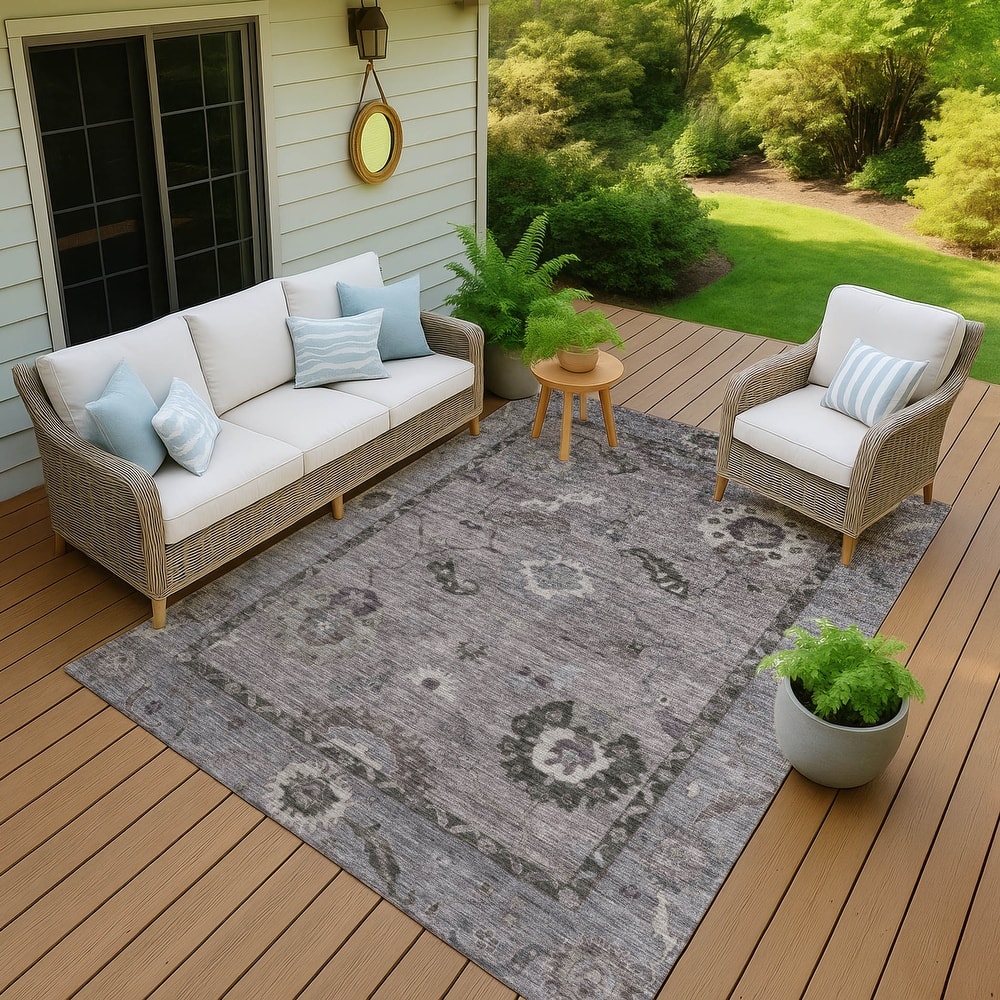 Machine Washable Indoor/ Outdoor Traditional Boho Chantille Rug