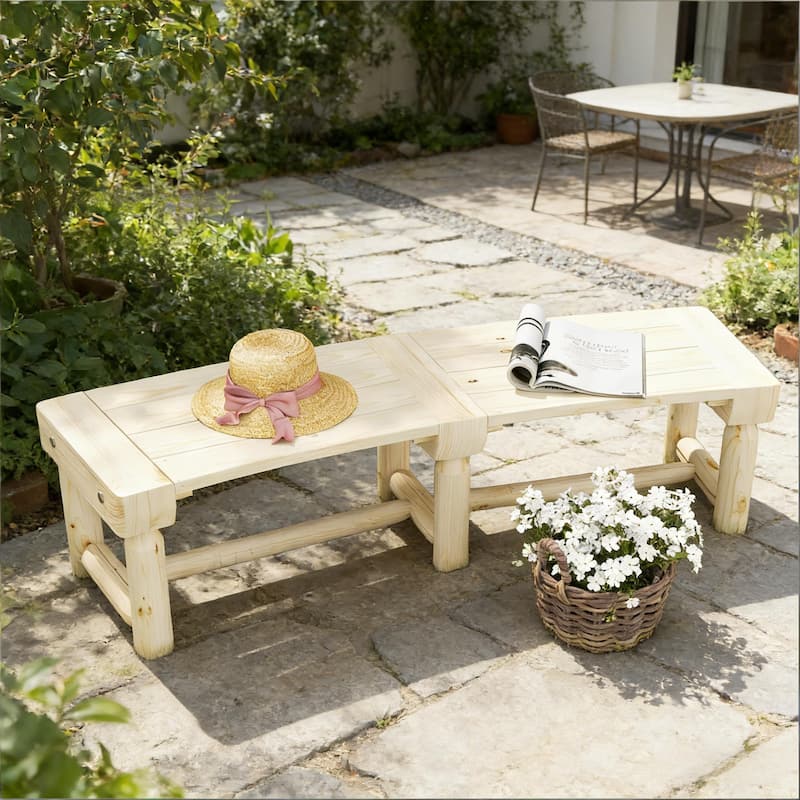 GDFStudio Outdoor Elaria Solid Fir Wooden Garden Bench with Slatted Seat Design