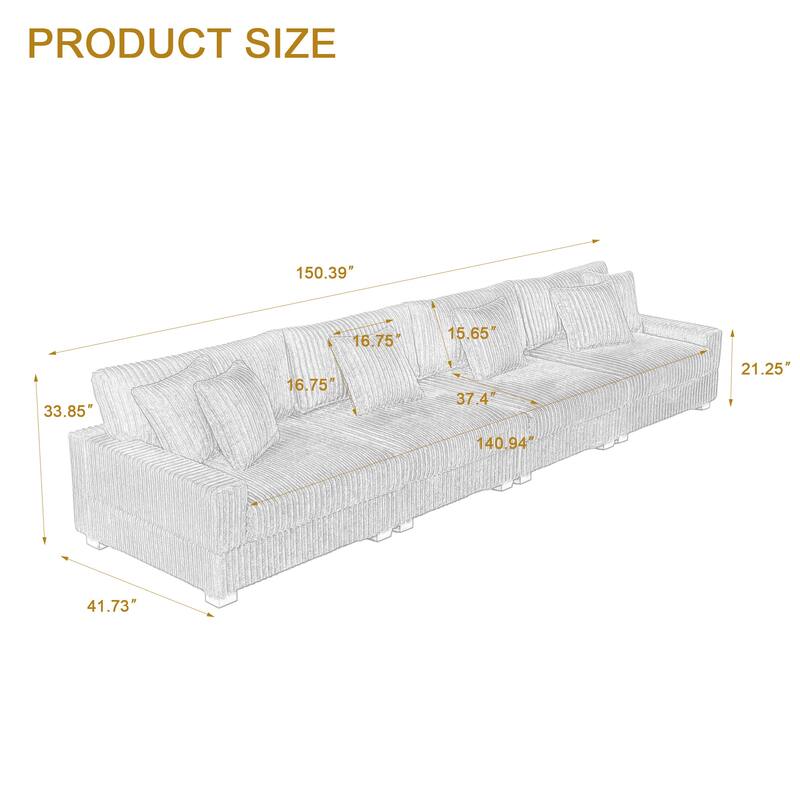Modular Cotton Flannel Plush Sectional Sofa with Ottomans