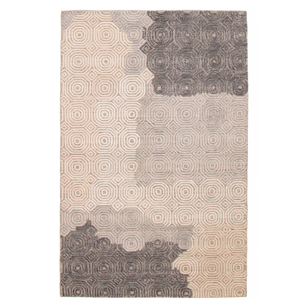 ECARPETGALLERY Hand-knotted Tangier Grey Wool Rug - 5'2 x 8'0
