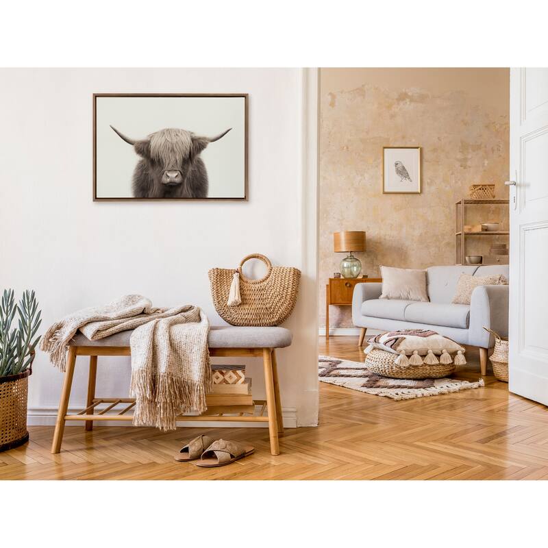 Kate and Laurel Sylvie Cow Canvas by The Creative Bunch Studio
