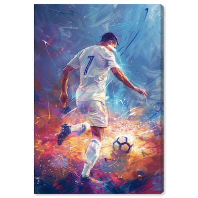 Notoriart Bold And Colorful Soccer Player Ii Gallery Wrapped Soccer 1 Piece Canvas Wall Art