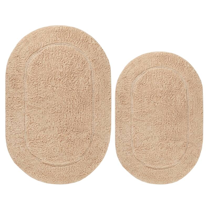 Superior Cotton Non-slip Oval Bath Rug - (Set of 2) - On Sale ...