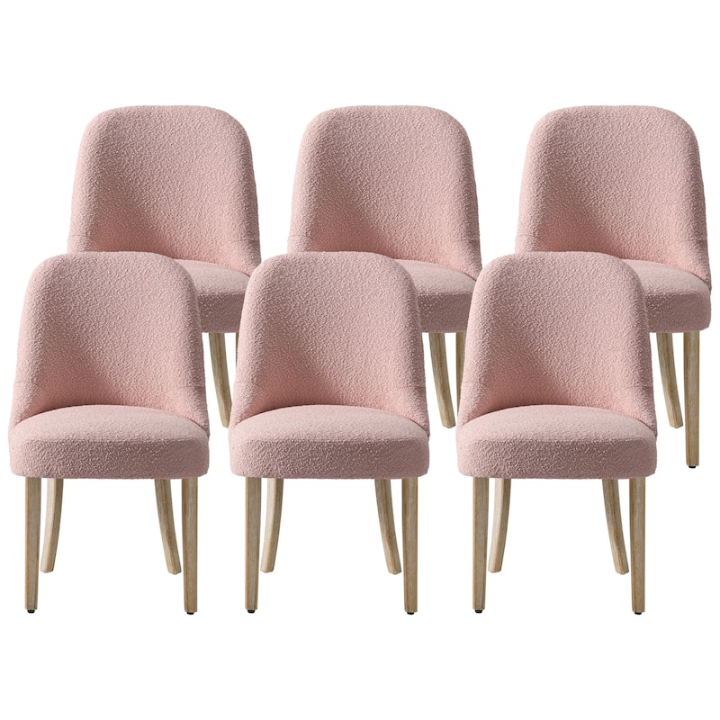 Farmhouse Water and Stain Resistant Boucle Upholstered Side Chair (Set of 6) - Dusty Peach
