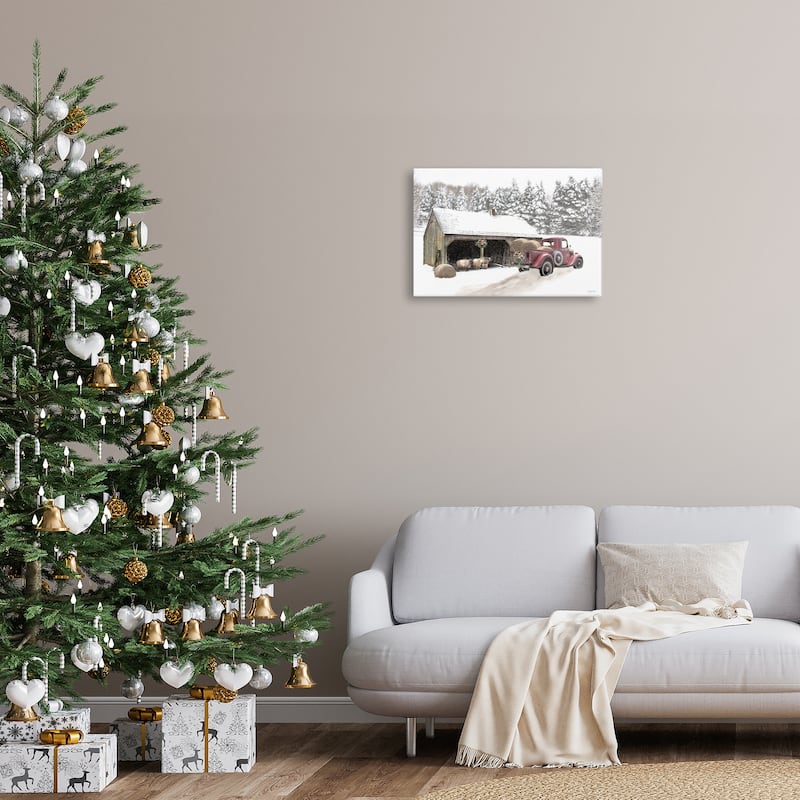 Stupell Snowy Winter Farm Sheep Canvas Wall Art Design By Robin-Lee Viera