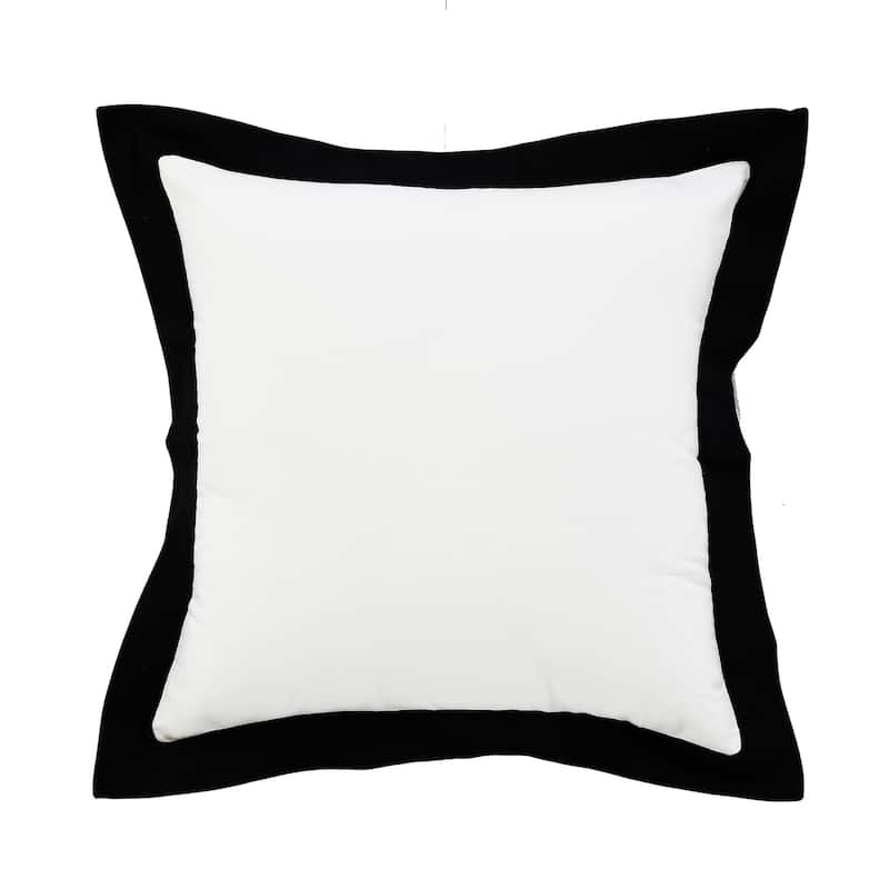 HomeRoots 20" X 20" White And Black 100% Cotton Geometric Zippered Pillow