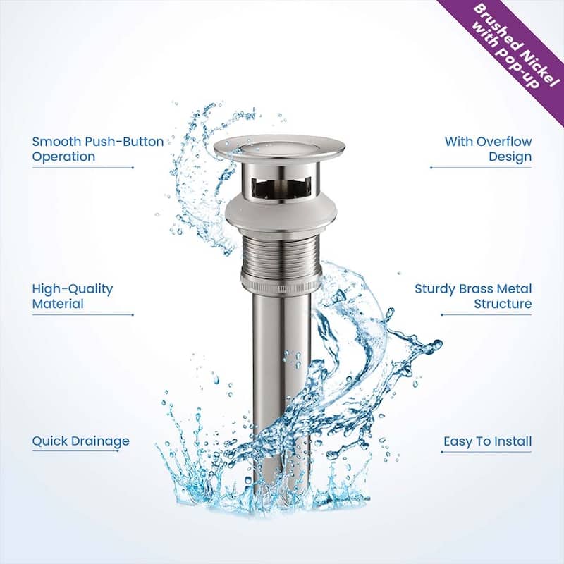 Luxury Single Hole Bathroom Faucet - Brushed Nickel W/ Pop Up Drain