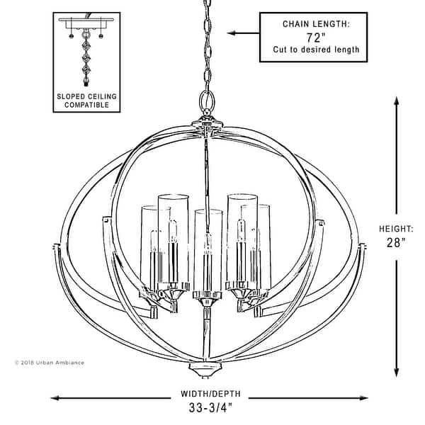 Luxury Mediterranean Chandelier, 27.875"H x 33.75"W, with Contemporary Style, Olde Bronze Finish by Urban Ambiance