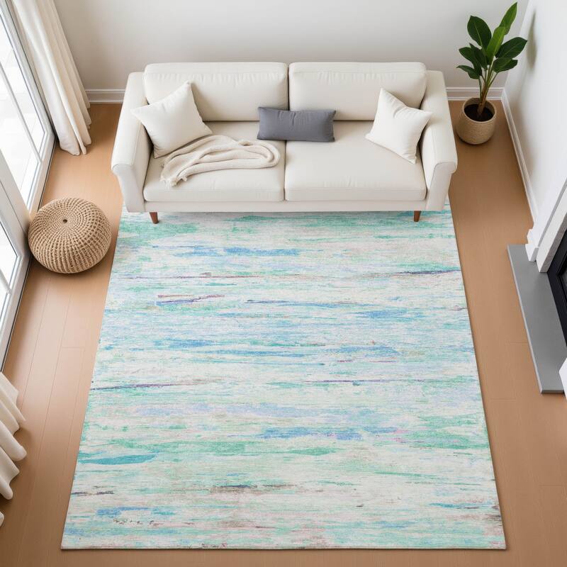 Premium Washable Super Soft Stripe Ombre Mayfield Rug - Teal - 8' x 10'