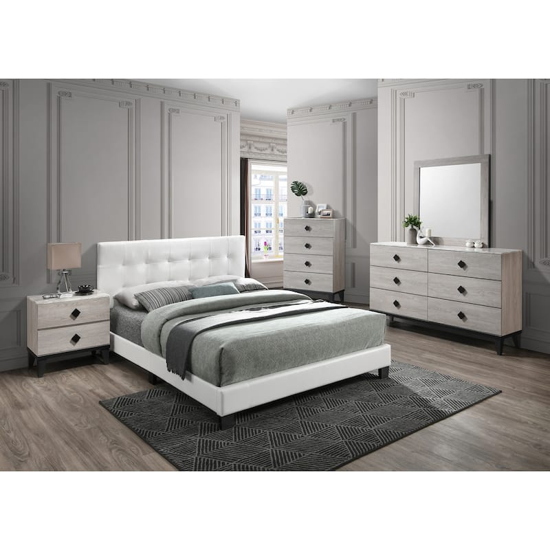 Faux Leather Upholstered Bed with Tufting