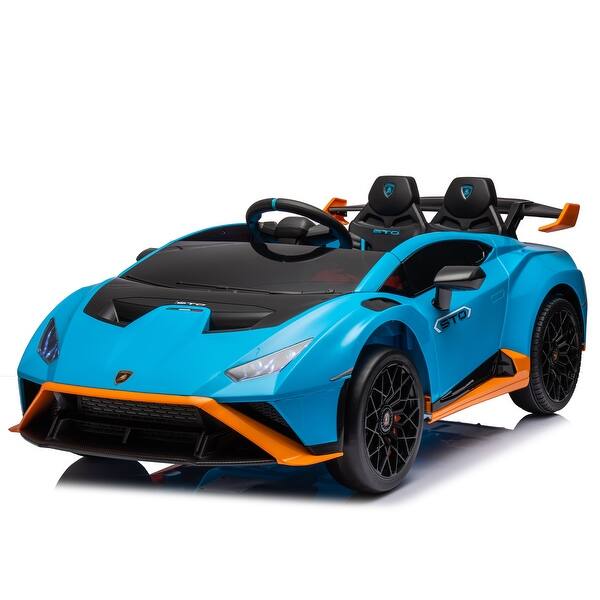 slide 2 of 80, 24V Lamborghini Ride-On Car with Drifting Mode, Lights, and Remote Control Blue