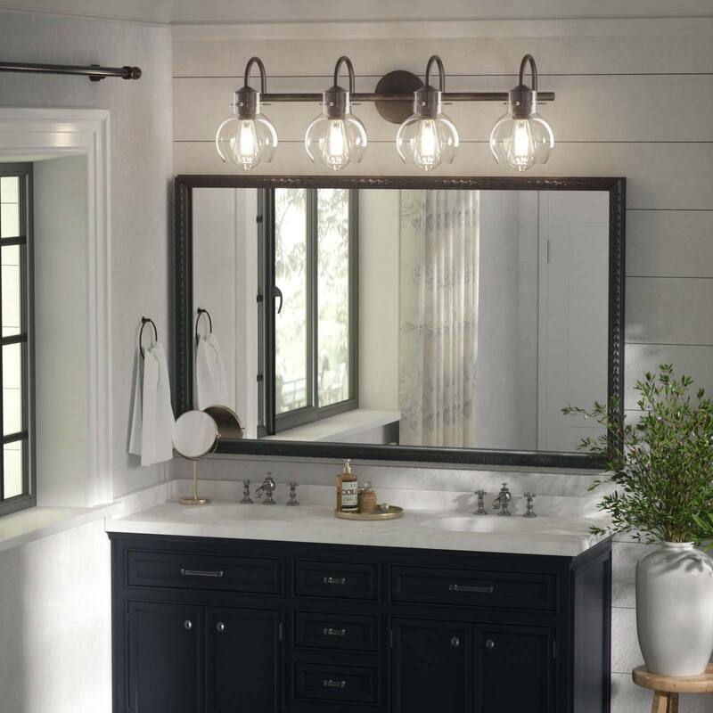 Modern 2/3/4 Bathroom Vanity Lights Clear Globe Glass Shade