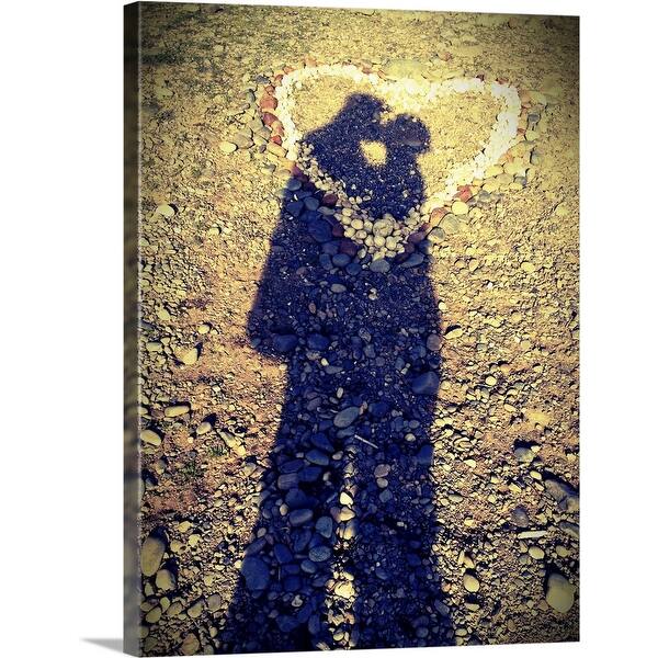 Shop Shadows Of Couple Kissing Over Heart Of Stones Canvas Wall