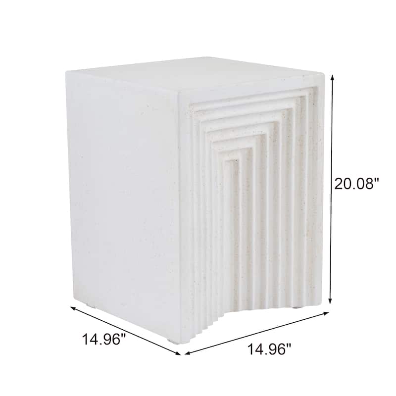 Christopher Knight Home - Camden 20.08''H Outdoor Minimalist Geometric MGO Side Table, Inverted Base & Layered Groove Design