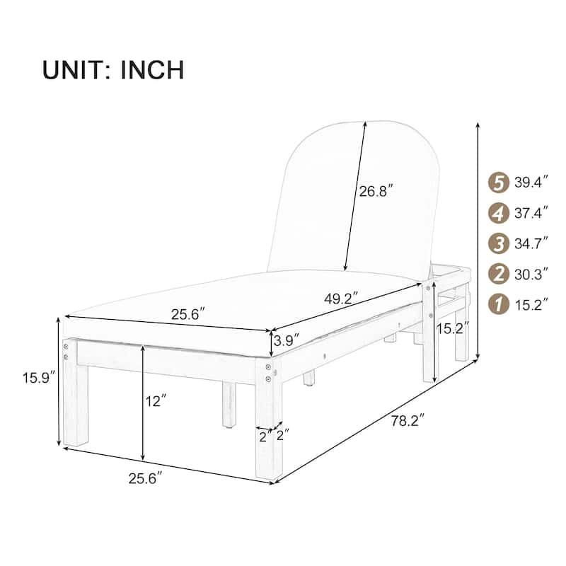 5-Position Adjustable Outdoor Chaise Lounge with Arched Backrest by Leisure Zone