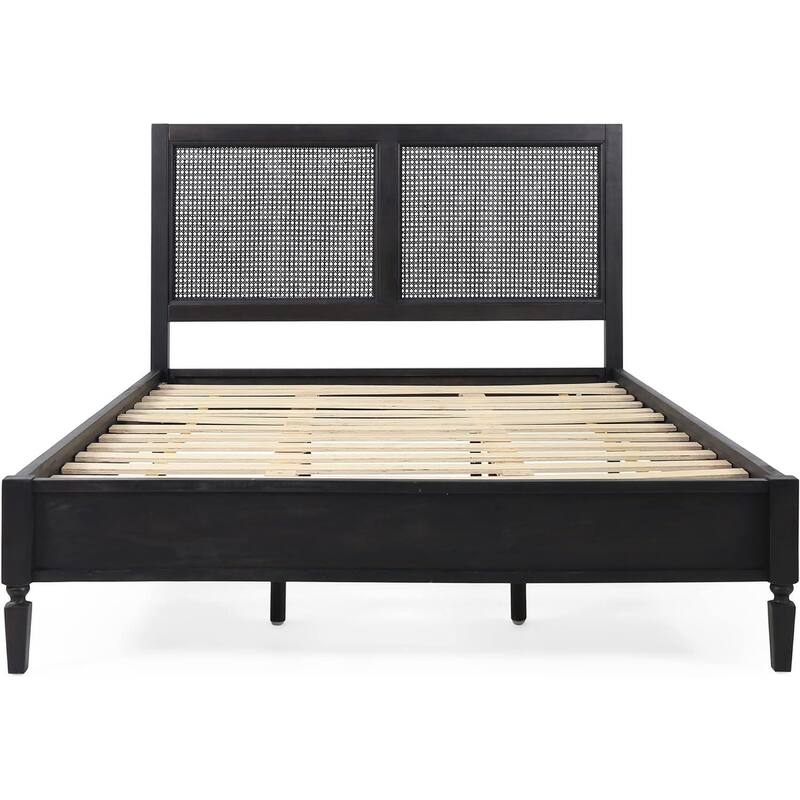 Rustic Queen Size Acacia Wood Bed with Strong Slat Support