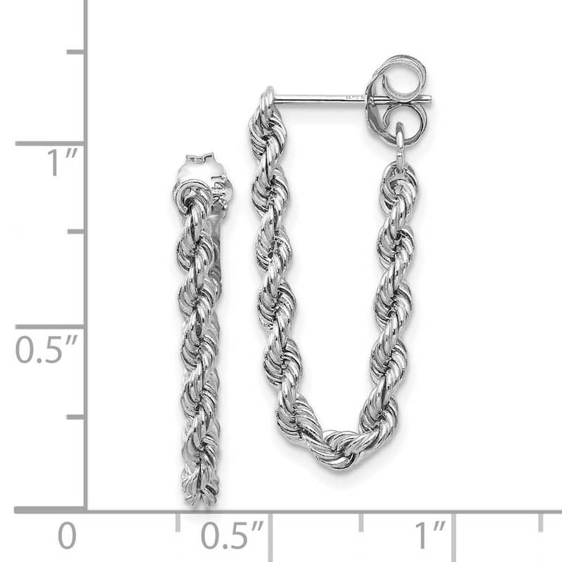 Curata 10k White Gold 24x10mm Rope Chain Guardian Angel Post Earrings