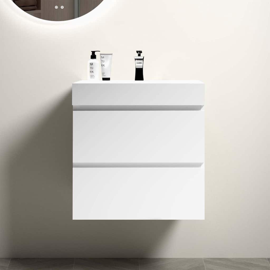 24" Large Storage Wall Mounted Floating Bathroom Vanity with Sink