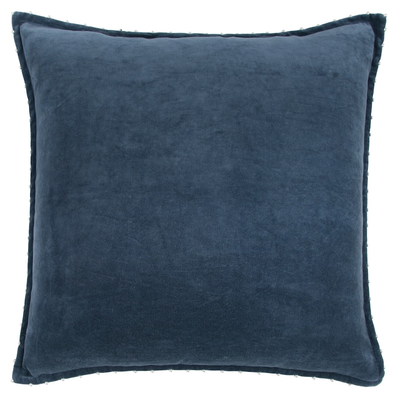 Rizzy Home Cotton Velvet with Beaded Trim Throw Pillow Cover