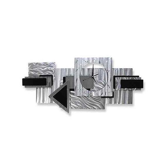 Statements2000 Abstract Metal Wall Clock Modern Geometric Functional Art By Jon Allen Dynamic Notions Ii 37 X 17 Overstock 12431895
