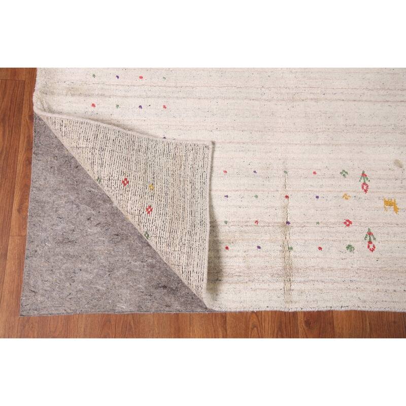 Striped Gabbeh Oriental Area Rug Hand-Knotted Wool Carpet - 8'6" x 11'7"