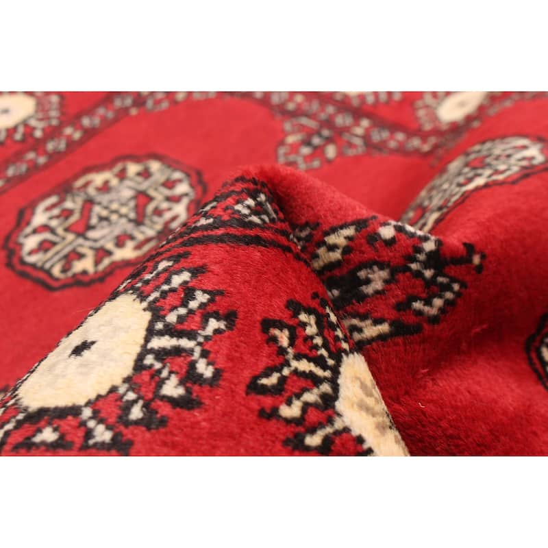 ECARPETGALLERY Hand-knotted Finest Peshawar Bokhara Red Wool Rug - 2'7 x 4'0