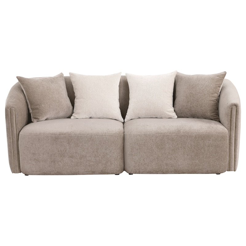 Townsend Chenille Upholstered Rolled Arm Sofa Latte - N/A