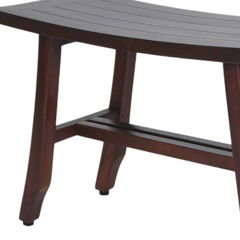 HomeRoots 24" Dark Brown Solid Teak Wood Shower Bench
