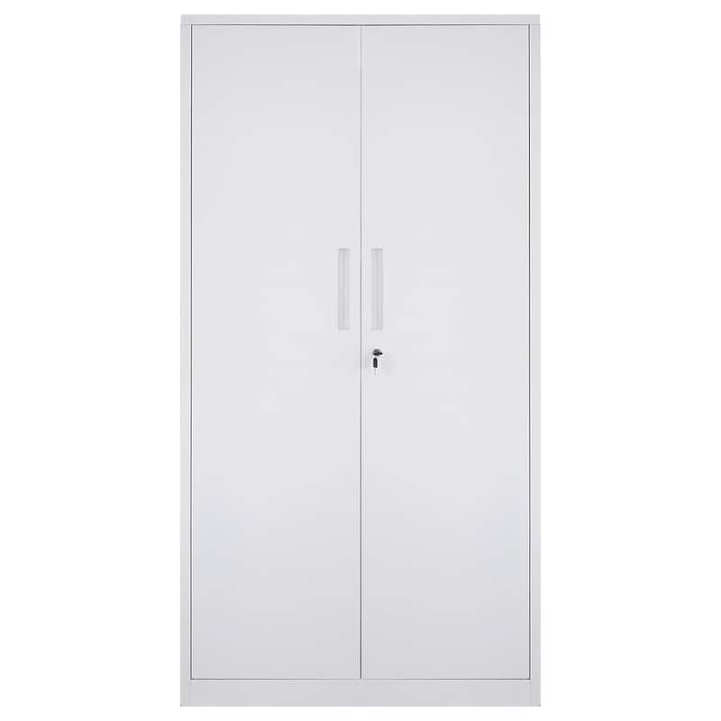 75 Inch Locking Metal Storage Cabinet with 4 Adjustable Shelves and 2 Magnetic Doors
