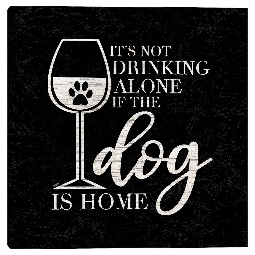 WIne Humor Black I Dog Home by Tara Reed Canvas Art Print