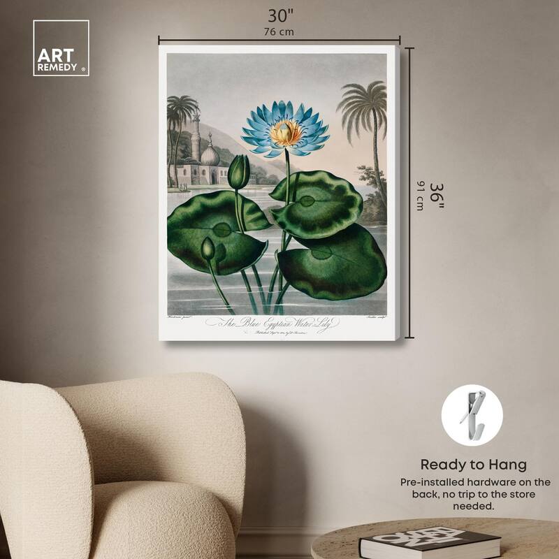 Blue Egyptian Water-Lily Canvas by Art Remedy, Gallery Wrapped