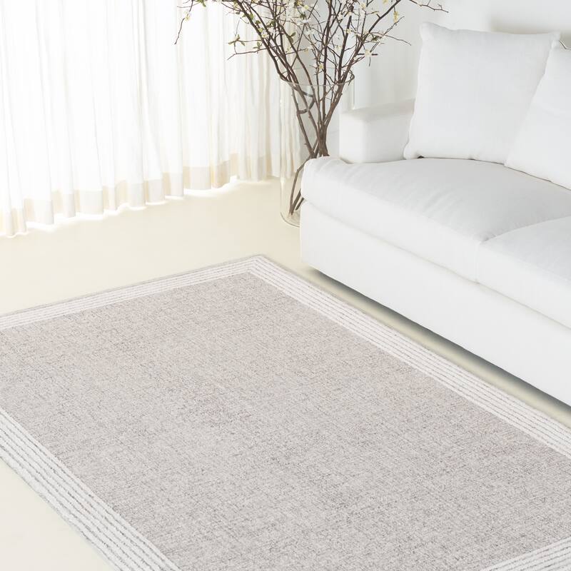 SAFAVIEH Hand-Tufted Lauren Ralph Lauren Sanna Traditional Wool Rug. - 3' x 5' - Dark Grey/Ivory