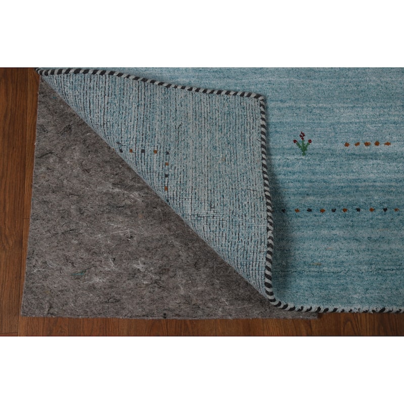 Light Blue Tribal Gabbeh Oriental Area Rug Hand-Knotted Wool Carpet - 5'0" x 7'11"