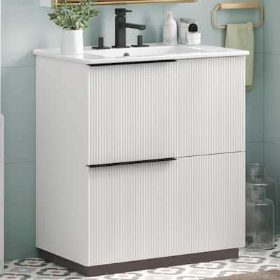 30" Bathroom Vanity with Ceramic Sink & Full-Extension Drawers