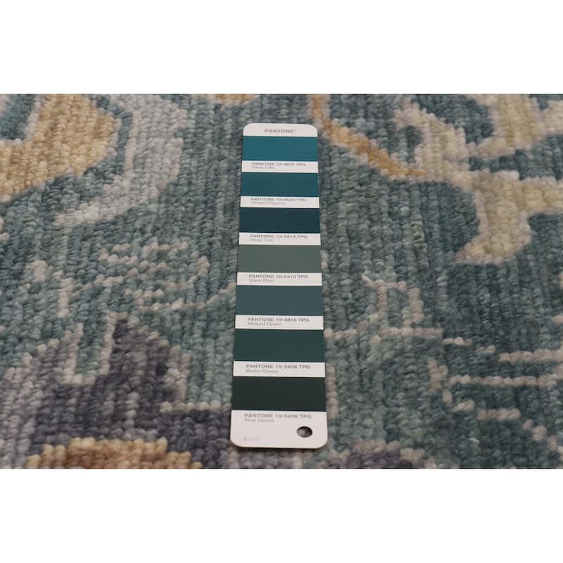 ECARPETGALLERY Hand-knotted Modern Oushak Teal Wool Rug - 8' 10" x 11' 9"