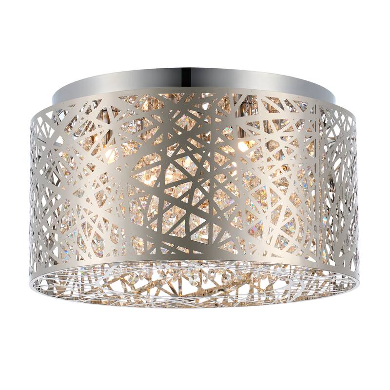 CO-Z 16-Inch Drum Flush Mount Crystal Chandelier