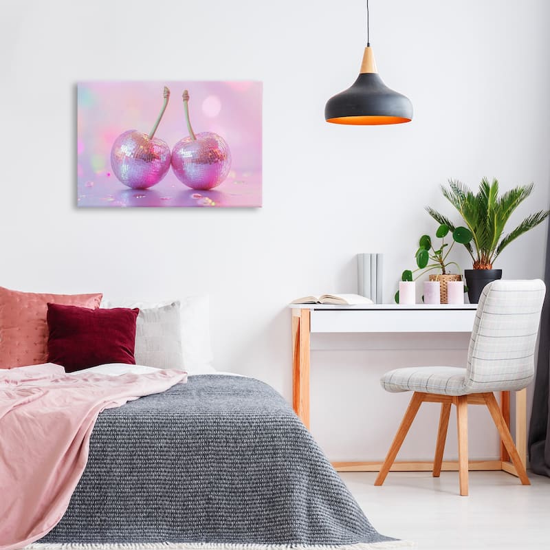 Stupell Pastel Shine Disco Cherries Canvas Wall Art Design By LSR Creative Studio