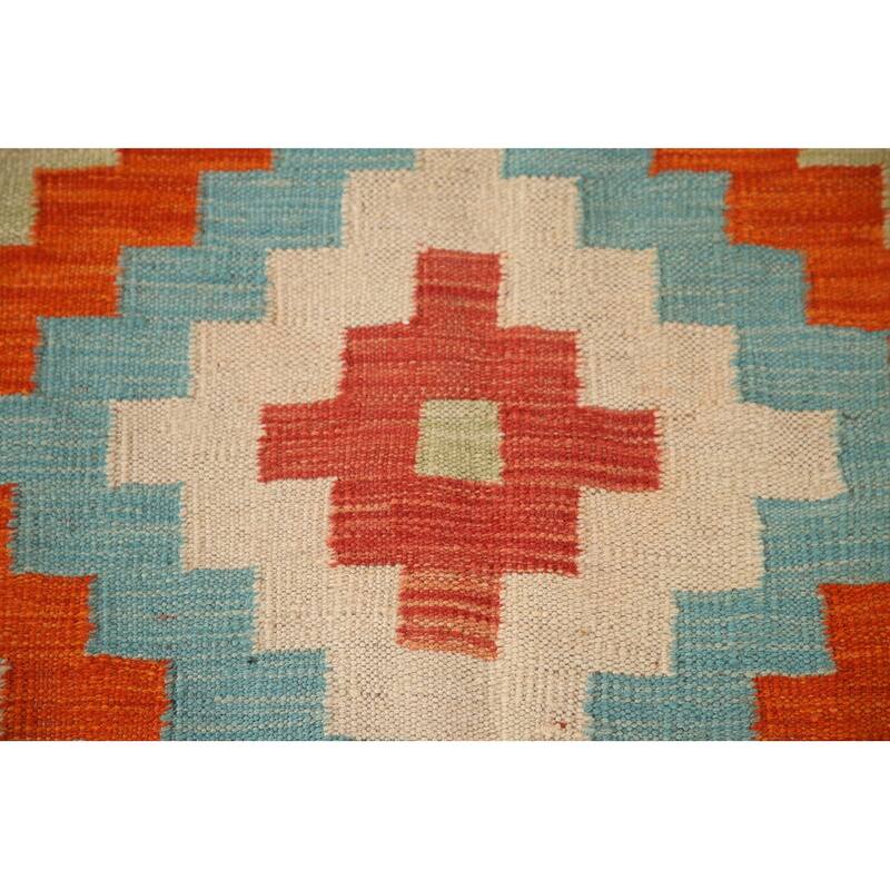 Reversible Kilim Rug Hand-Woven Multi-Wool Carpet - 3'5"x 4'10"