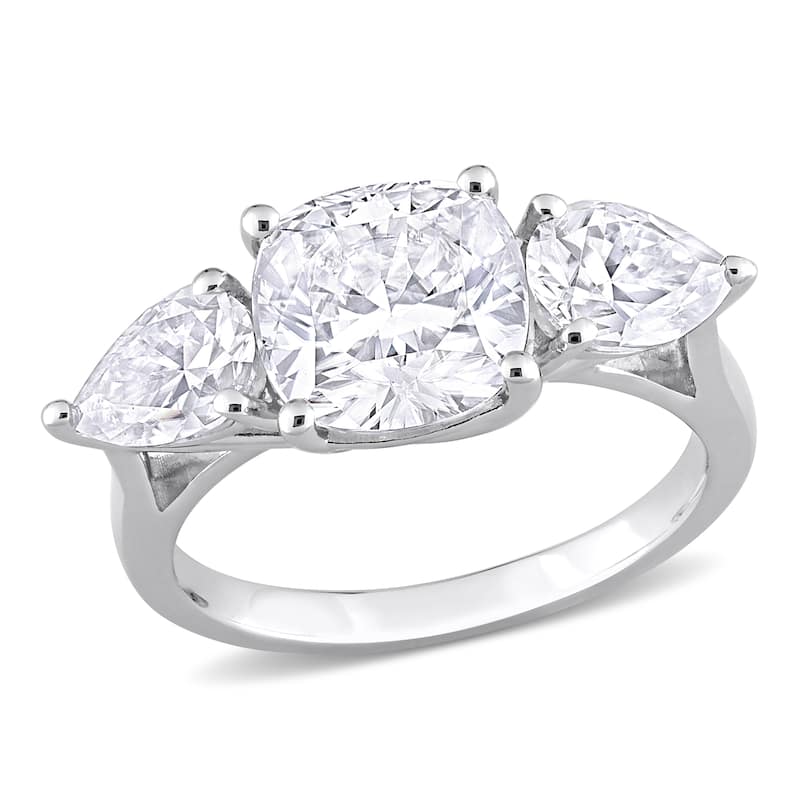 Miadora 4 5/8ct DEW Created Moissanite Three Stone Ring Sterling Silver