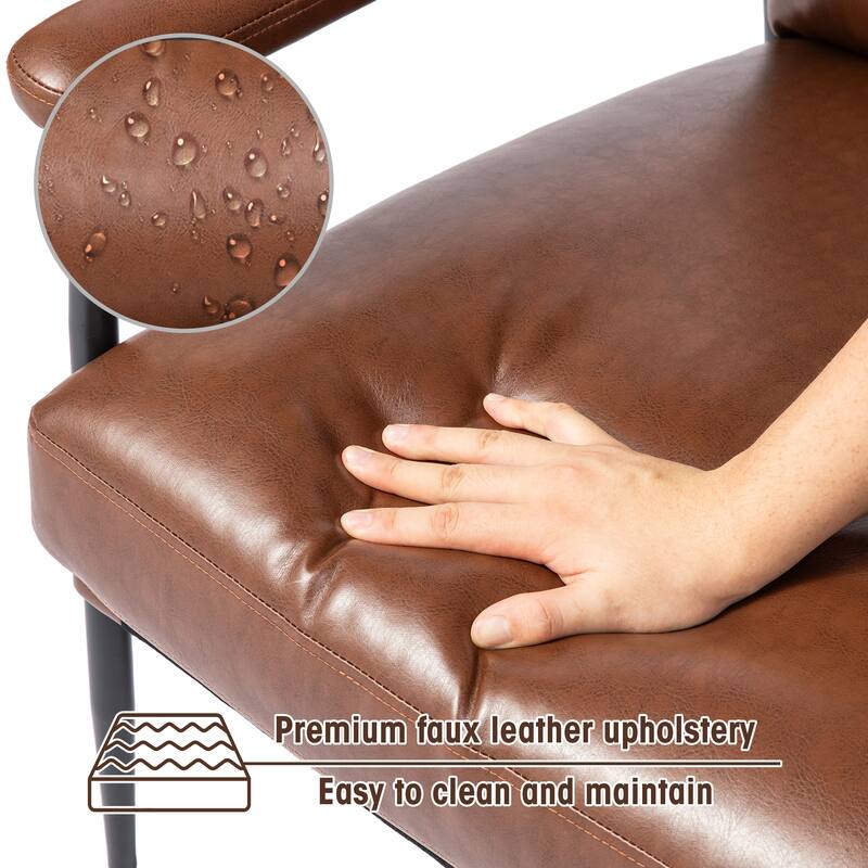Glitzhome Set of 2 33.75"W Leatherette Armchairs With High Back and Padded Arms - 33.75" W x 39.5" H x 28" D